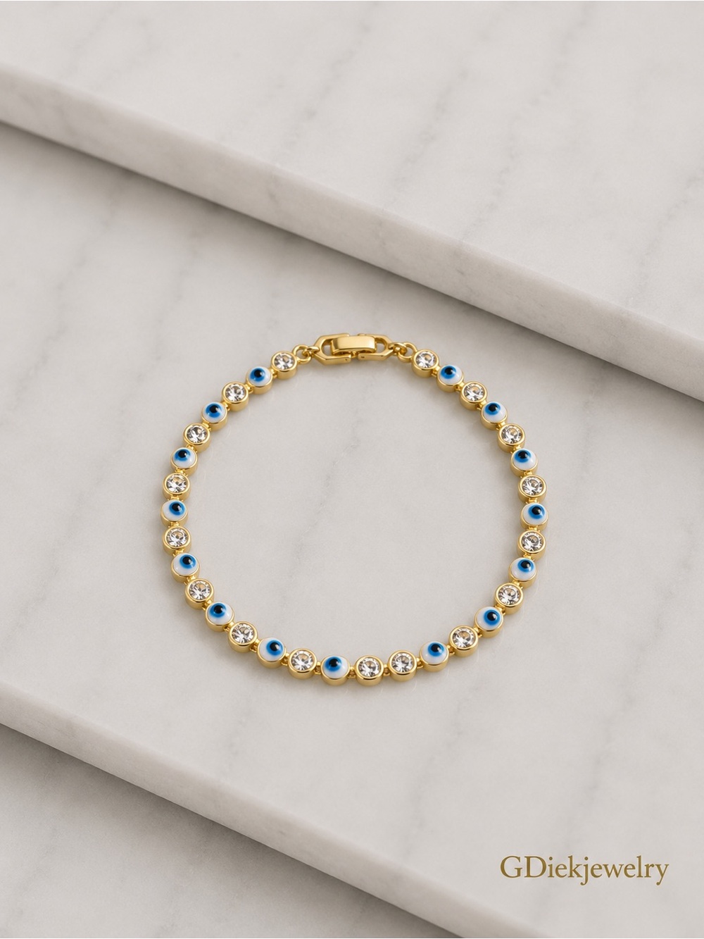 Goldfilled  Evil Eye  Bracelet in Blue